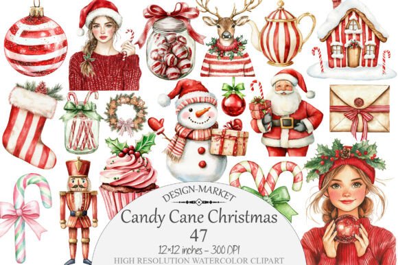 Candy Cane Christmas Clipart: A Festive Graphic Design Asset for Crafters