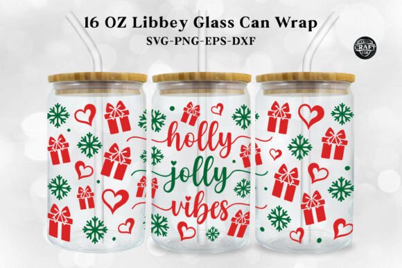 Christmas Can Wrap 16oz Libbey Glass SVG in Crafts