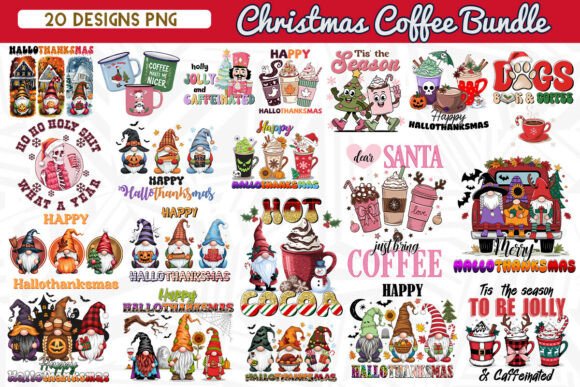 Christmas Coffee Sublimation Bundle for Crafts and Branding