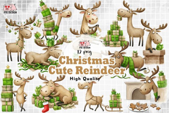 Christmas Cute Reindeer Clipart PNG: A Versatile Illustration for Holiday Branding
