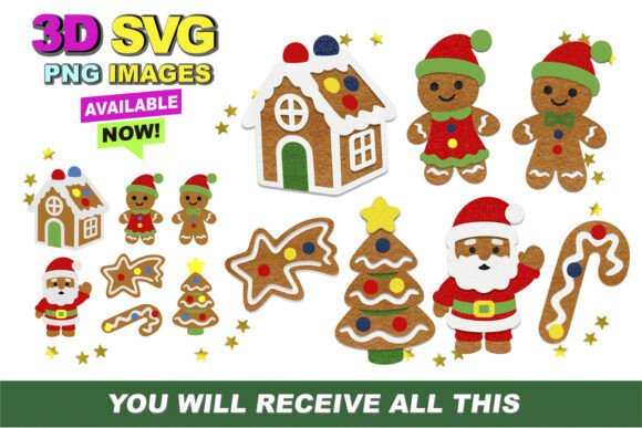 Christmas Gingerbread Cookies 3D SVG for Crafts