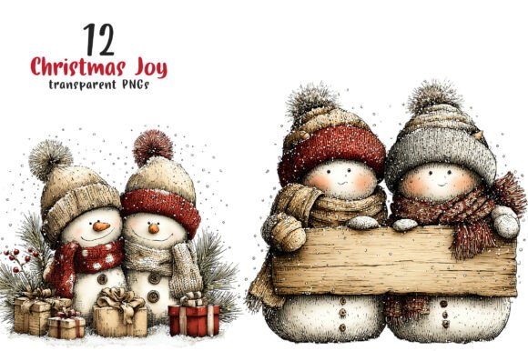 Christmas Joy Whimsical Clipart: A Festive Graphic Design Asset for Crafters