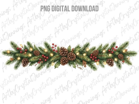 Christmas Pine Garland Clipart PNG Review for Real Embroidery Projects