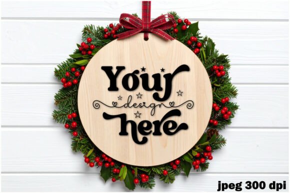 Christmas Round Sign Mockup 4 for Crafts