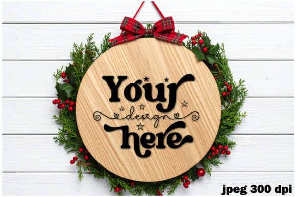 Christmas Round Sign Mockup 8 for Crafts and Digital Sales