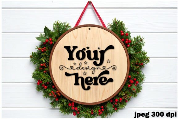 Christmas Round Sign Mockup 9 for Crafts and Digital Publishing