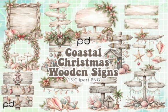 Coastal Christmas Wooden Signs Graphics: A Designer’s Perspective on Themed Illustrations