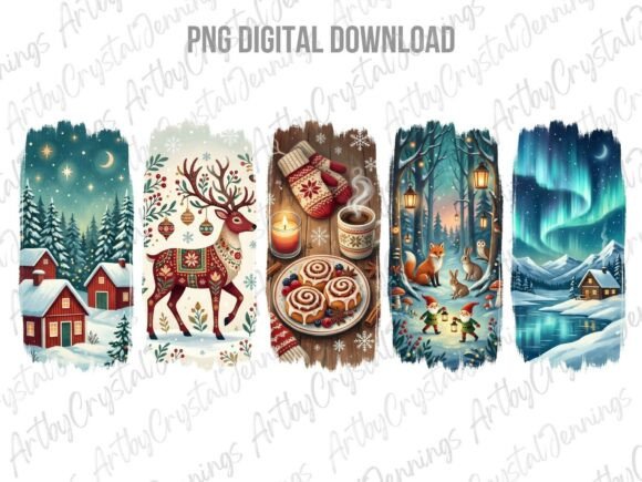 Folk Art Winter Christmas Brushstroke Illustrations Review