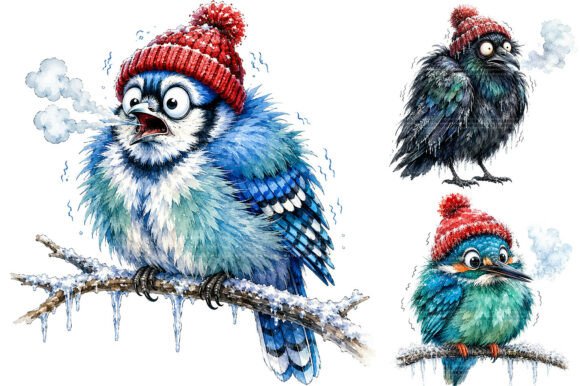 Funny Christmas Birds Clipart Bundle: A Festive Graphic Design Asset for Sellers