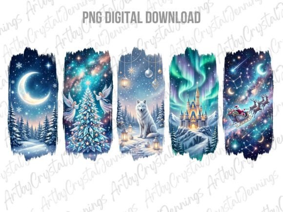 Magic Christmas Holiday Brushstroke PNG Illustrations