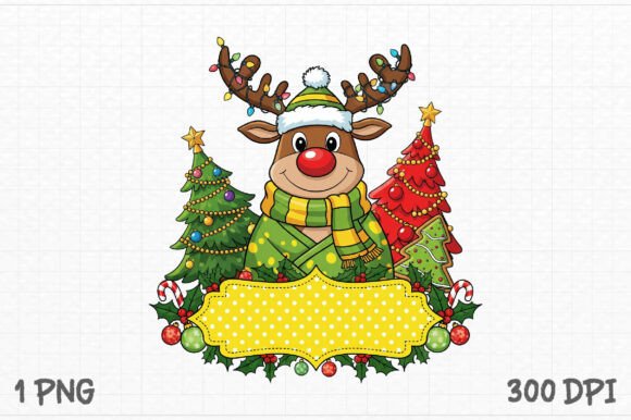 Personalized Christmas Boy Reindeer Png in T-Shirt Designs