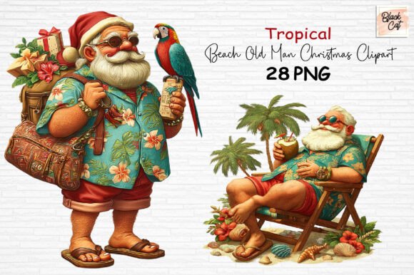 Summer Christmas Old Man Clipart PNG for Real Crafting and Illustrations