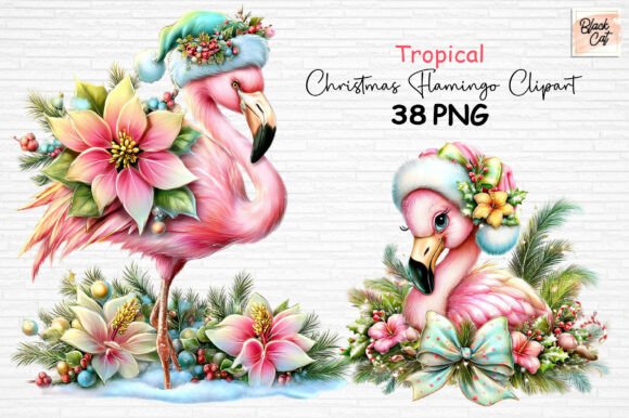 Tropical Christmas Flamingo Clipart PNG Review for Real Embroidery Projects