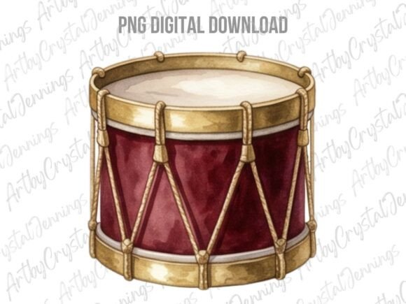 Vintage Christmas Drum Clipart PNG: A Versatile Illustration for Seasonal Web Design