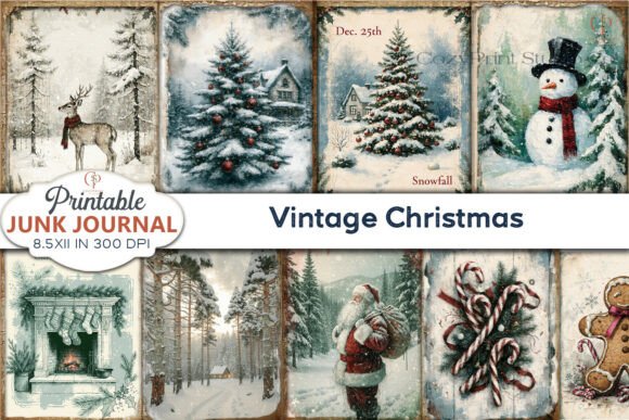 Vintage Christmas Snowman Santa Pages Backgrounds Review