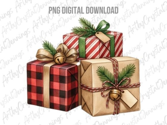 Watercolor Christmas Gifts Clipart PNG: A Designer’s Perspective