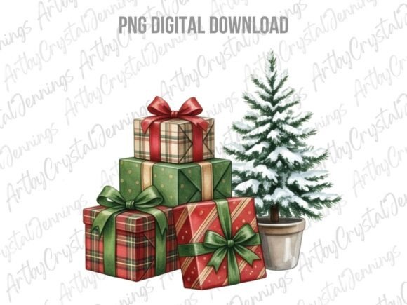 Watercolor Winter Christmas Gifts PNG: A Versatile Illustration for Creative Branding