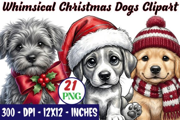 Whimsical Christmas Dogs Clipart Bundle Review: A Festive Illustration Asset for Creative Projects
